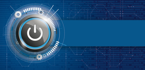 Obraz premium Power Button Circuit Board Banner Data