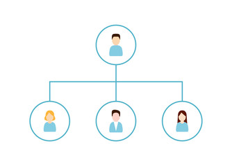 Delegating and Organization structure icon.