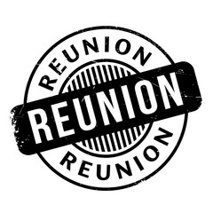 Reunion rubber stamp. Grunge design with dust scratches. Effects can be easily removed for a clean, crisp look. Color is easily changed.