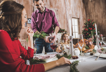 Happy family at holiday table