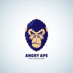 Angry Ape Abstract Vector Sign, Emblem or Logo Template. Monkey Face Symbol. Gorilla Head Silhouette. Good as a Sport Team Mascot.
