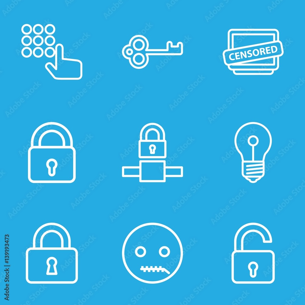 Sticker Set of 9 secret outline icons