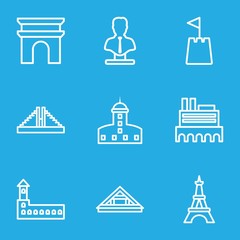 Set of 9 monument outline icons