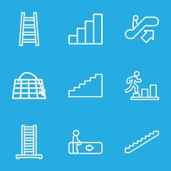 Set of 9 staircase outline icons