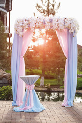 Wedding Arch in pink and smoky color.