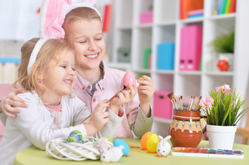 Happy family  preparing for Easter