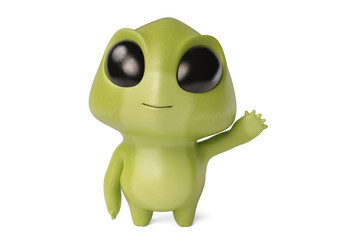 A cute little cartoon monster,3D illustration.