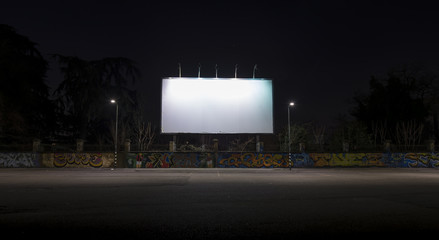 Blank billboard at night time.