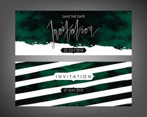 Trendy vector invitation templates. Watercolor paint textured stripes texture. - 139195874