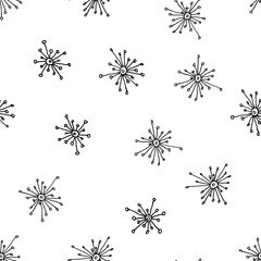 Hand drawn seamless vector abstract pattern with dandelion. Background for textile, ceramics, fabric, print, cards, wrapping