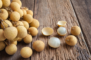 longan fruit on wood table brown with copy space - 139196849
