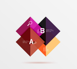 Overlapping square infographics