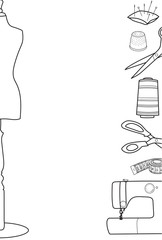Sewing vector background, border