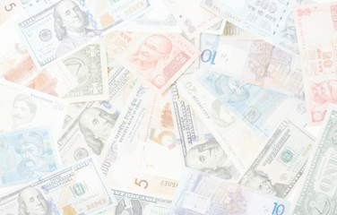 The background from the money of different countries. Blurred collage for your text