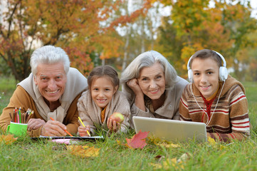 grand parents spending time with grandchildren 