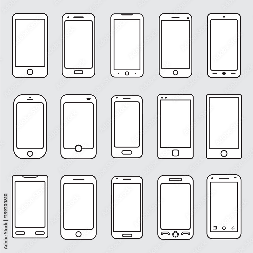 Poster smart phone icons vector set for web design