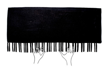 hand drawn top view piano and hand playing - 139200870
