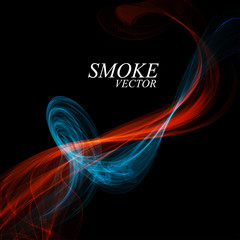 Abstract colorful smoke isolated on black background. Vector