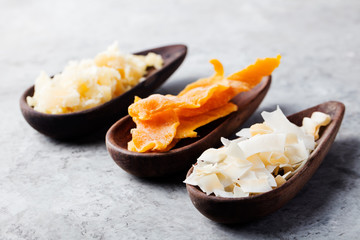 Dried mango, coconut chips and palm sugar