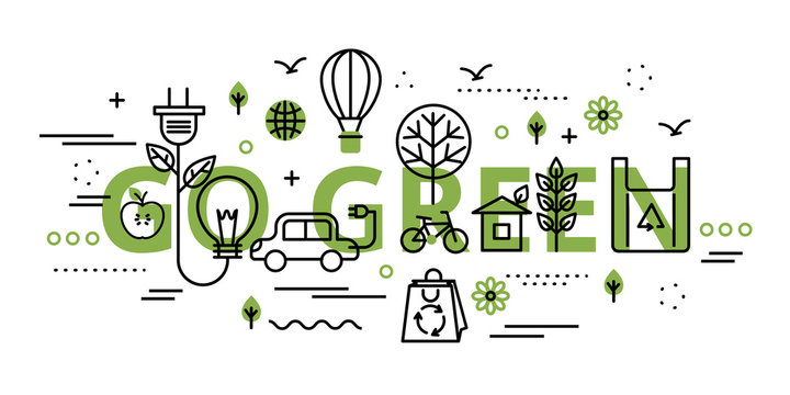 Go green infographic concept in greenery color