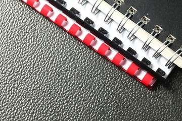 The coil book binding spine on document cover 