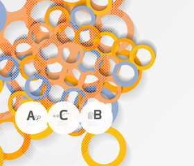 3d rings on grey. Geometrical modern abstract background