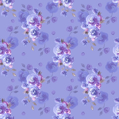 Hand painted watercolor seamless floral pattern.
