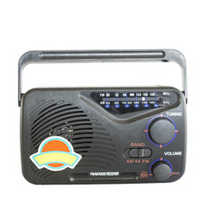 Obraz premium radio with banner ,isolated on white