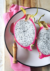 Two halves of pitahaya