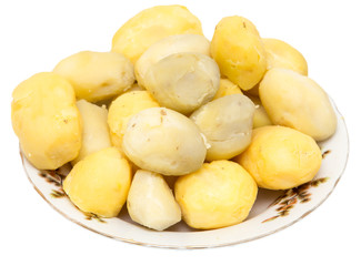 boiled potatoes on a white background