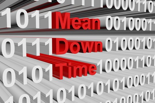 mean down time in the form of binary code, 3D illustration