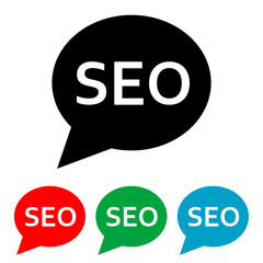 Icono plano burbuja SEO en varios colores
