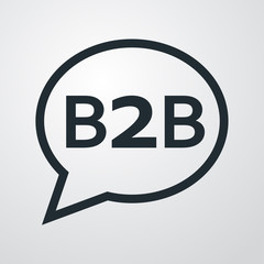 Icono plano linea burbuja B2B en fondo degradado