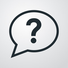 Icono plano linea burbuja interrogacion en fondo degradado