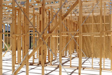 Wall framing in house construction