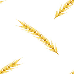 Seamless background with wheat spikelets, vector illustration.