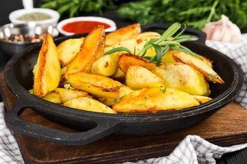 Roasted potato with fresh rosemary