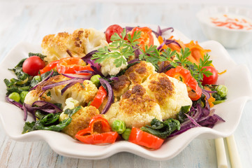 fried cauliflower and mixed vegetables