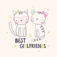 Best girlfriends. T-shirt graphic for kid's clothing