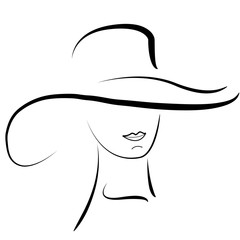 vector portrait of a girl in a hat