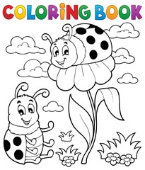 Obraz premium Coloring book ladybug theme 3