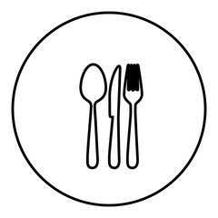 monochrome contour circular frame with cutlery icon vector illustration