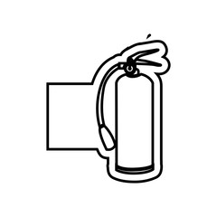 monochrome contour emblem with extinguisher vector illustration