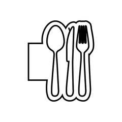 monochrome contour emblem with cutlery icon vector illustration