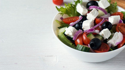 fresh vegetable healthy salad on white background.