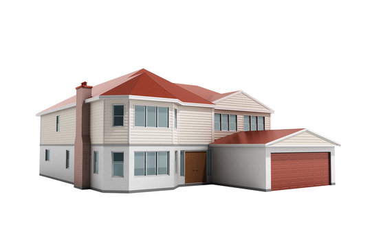 House Three-dimensional image 3d render on white no shadow