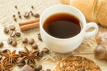 Black coffee with a oatmeal