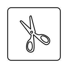 monochrome contour square with scissors icon vector illustration