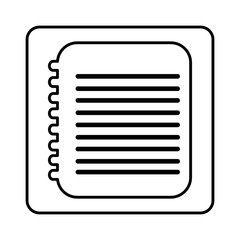 monochrome contour square with spiral notebook vector illustration