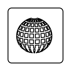 monochrome contour square with globe earth icon vector illustration